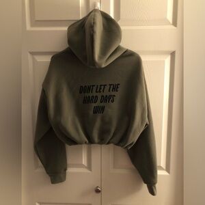 Olive Green Women's Cropped Sweater